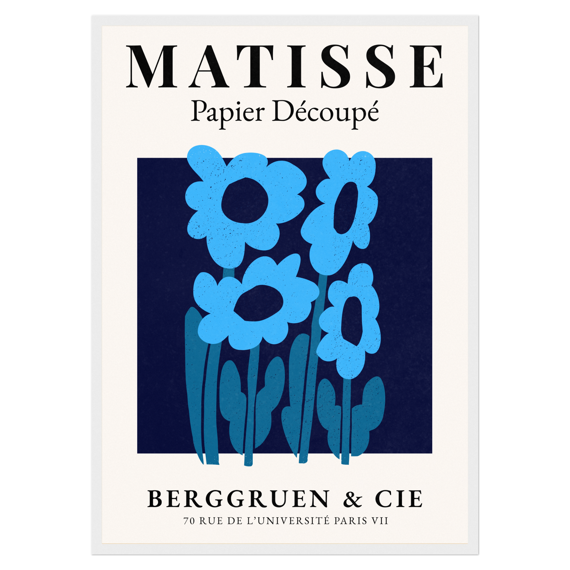 Matisse Paper Cutout Poster No. 8 | Modern Art Blue Wave Flow